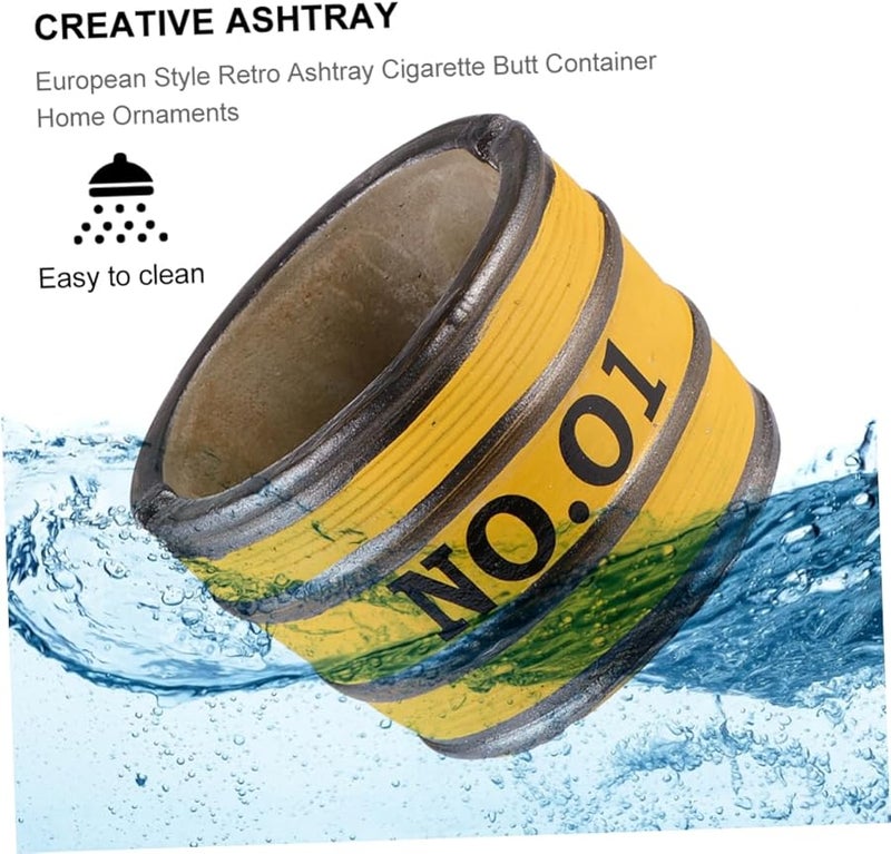 Cement Ashtray Set Vintage Home Decor For Living Room Office Bar European Style Yellow Green - Image 2